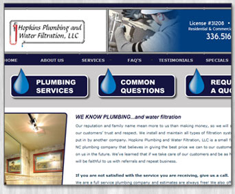 hopkins plumbing website burlington nc