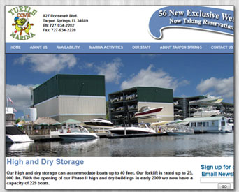 turtle cove marina tarpon springs web site design